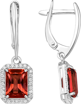 Серьги из серебра 7 КАРАТ П2227-086СГ (с гранатом и фианитами)