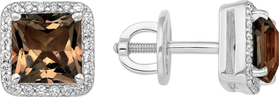 Серьги из серебра 7 КАРАТ П2227-085СРт (с раух-топазом и фианитами)