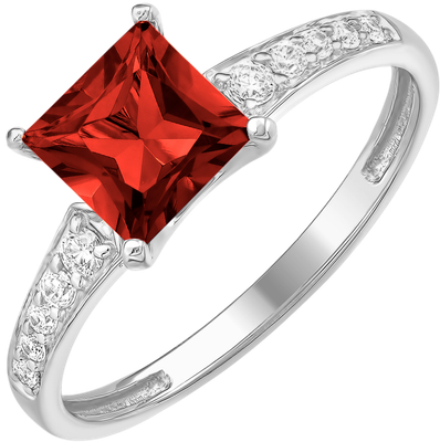 Кольцо из серебра 7 КАРАТ П1227-083СГ (р.16.5, с гранатом и фианитами)
