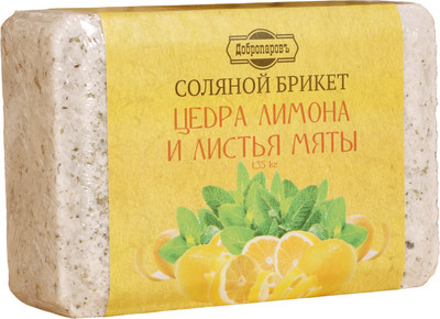 Соляной брикет для бани Добропаровъ Цедра лимона и листья мяты / 10193642