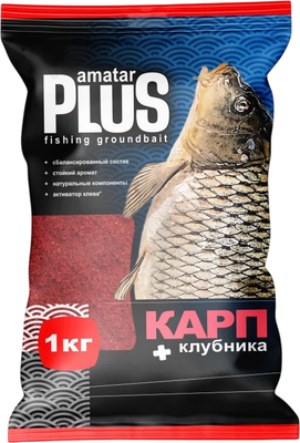 Прикормка рыболовная Amatar Plus Карп Клубника / 450414 (1кг)