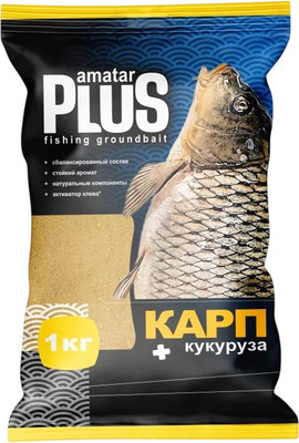 Прикормка рыболовная Amatar Plus Карп / 450415 (1кг, кукуруза)
