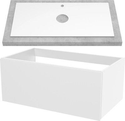 Тумба для ванной ЗОВ Кито 80 со столешницей T795C2 / K80LW0MWMC (белый матовый)