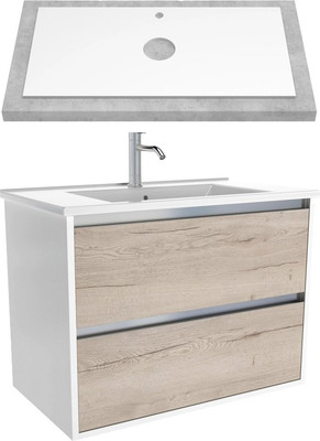 Тумба для ванной ЗОВ Парма 100 со столешницей T995C2 / P100LWP0MWHMC1A (белый/белый галифакс)