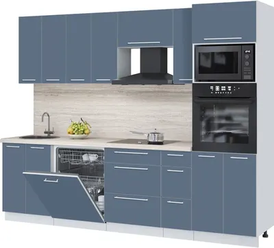 Кухонный гарнитур Interline Пластик 2.7-ПМ1 (арктический/арктический/травертин серый)