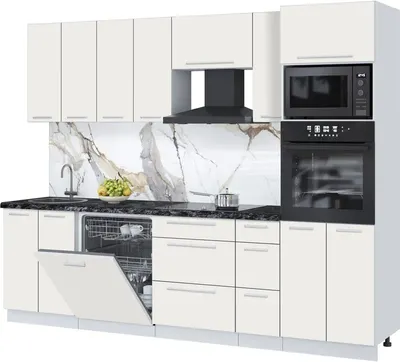 Кухонный гарнитур Interline Пластик 2.7-ПМ1 (зефирный/зефирный/кастилло темный)