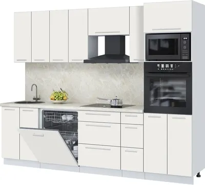 Кухонный гарнитур Interline Пластик 2.7-ПМ1 (зефирный/зефирный/опал светлый)