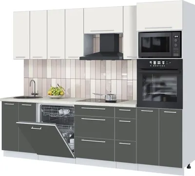 Кухонный гарнитур Interline Пластик 2.7-ПМ1 (шторм/зефирный/опал светлый)