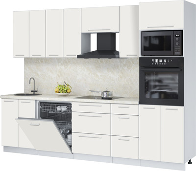 Кухонный гарнитур Interline Пластик 2.8-ПМ1 (зефирный/зефирный/опал светлый)