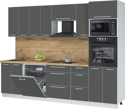 Кухонный гарнитур Interline Пластик 2.8-ПМ1 (шторм/шторм/дуб бунратти)