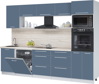 Кухонный гарнитур Interline Пластик 2.9-ПМ1  (арктический/арктический/травертин серый)