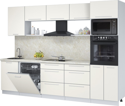 Кухонный гарнитур Interline Пластик 2.9-ПМ1  (зефирный/зефирный/опал светлый)