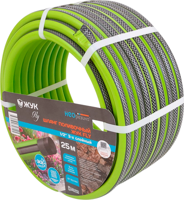 Шланг поливочный Жук Fly 1/2" 3-х слойный / 326125-00 (25м, зеленый)