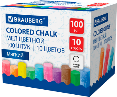 Набор мела канцелярского Brauberg 272769 (100шт, 10цв)