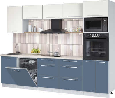 Кухонный гарнитур Interline Пластик 2.9-ПМ1  (арктический/зефирный/травертин серый)