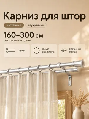 Карниз для штор Sundays Home 2-рядный Y-25123092 D 19мм (3м, серебристый)