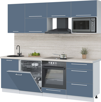 Кухонный гарнитур Interline Пластик 2.3-ПМ2  (арктический/арктический/травертин серый)