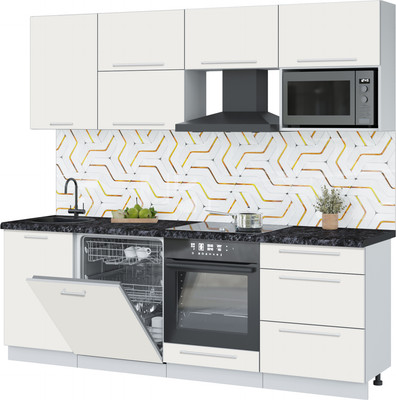 Кухонный гарнитур Interline Пластик 2.3-ПМ2  (зефирный/зефирный/кастилло темный)