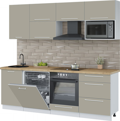 Кухонный гарнитур Interline Пластик 2.3-ПМ2  (латте/латте/дуб бунратти)