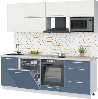 Кухонный гарнитур Interline Пластик 2.3-ПМ2  (арктический/зефирный/травертин серый)