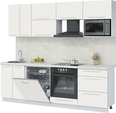 Кухонный гарнитур Interline Пластик 2.4-ПМ2  (зефирный/зефирный/опал светлый)