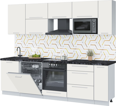 Кухонный гарнитур Interline Пластик 2.6-ПМ2 (зефирный/зефирный/кастилло темный)