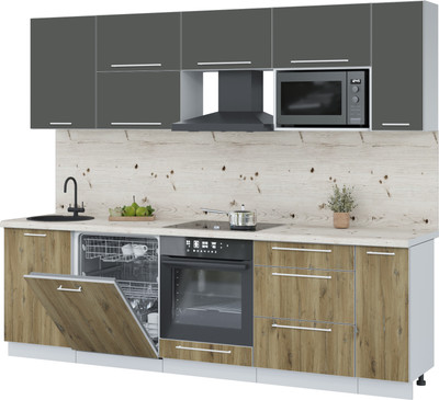 Кухонный гарнитур Interline Пластик 2.6-ПМ2 (дуб эпоксид/шторм/бискайская сосна)