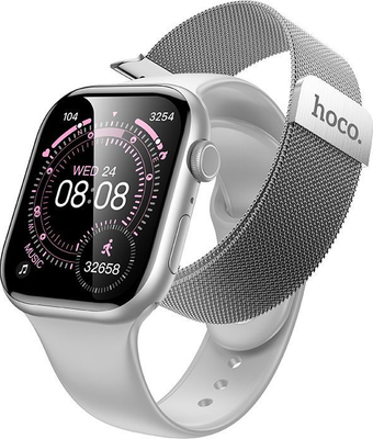Умные часы Hoco Y42 Call Version + 2 ремешка (серебристый)