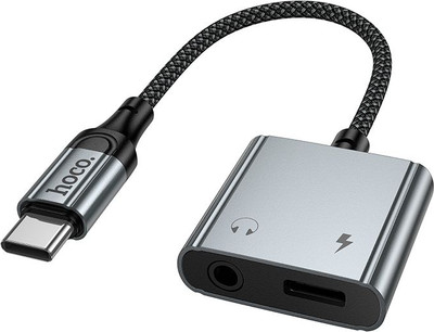 Адаптер Hoco UPA34 Type-C-Type-C+3.5 Jack (металлик)