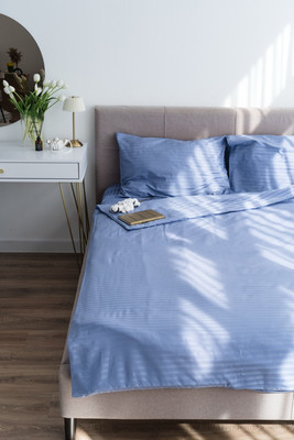 Комплект постельного белья Блакiт Страйп-сатин 2сп 50х70 4249/1 / 16-3919 (лавандово-синий)