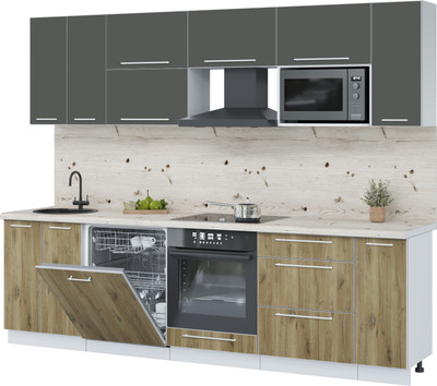 Кухонный гарнитур Interline Пластик 2.7-ПМ2  (дуб эпоксид/шторм/бискайская сосна)