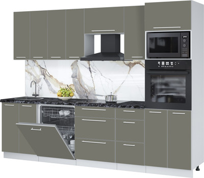 Кухонный гарнитур Interline Пластик 2.8-ПМ2  (кварцевый/кварцевый/кастилло темный)