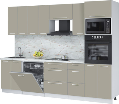Кухонный гарнитур Interline Пластик 2.8-ПМ2  (латте/латте/серый каспий)