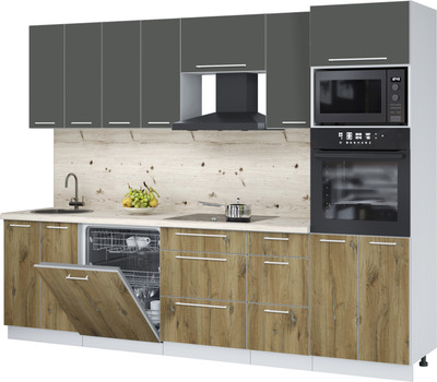 Кухонный гарнитур Interline Пластик 2.8-ПМ2  (дуб эпоксид/шторм/бискайская сосна)