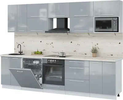 Кухонный гарнитур Interline Пластик 3.0-ПМ2 (туманный глянец/туманный глянец/бискайская сосна)