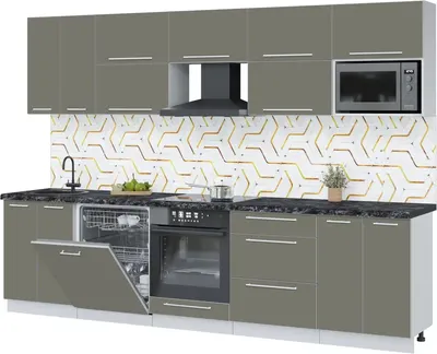 Кухонный гарнитур Interline Пластик 3.0-ПМ2  (кварцевый/кварцевый/кастилло темный)