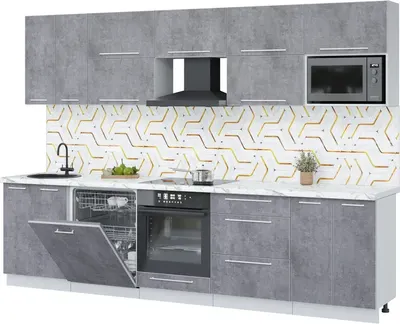 Кухонный гарнитур Interline Пластик 3.0-ПМ2  (оксид темный/оксид темный/белый гранит)