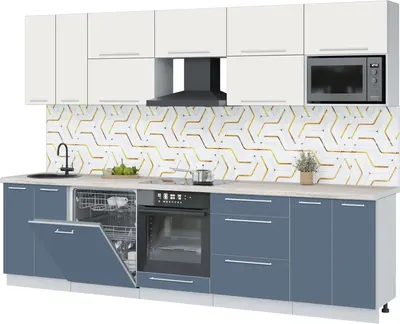 Кухонный гарнитур Interline Пластик 3.0-ПМ2 (арктический/зефирный/травертин серый)