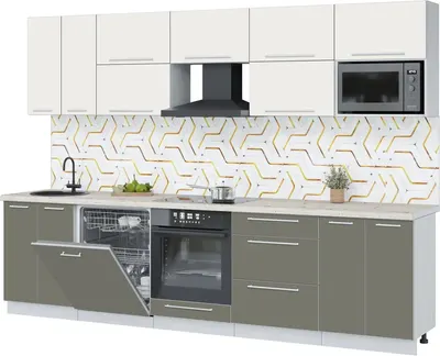 Кухонный гарнитур Interline Пластик 3.0-ПМ2 (зефирный/кварцевый/бискайская сосна)