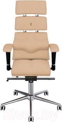 Кресло офисное Kulik System Pyramid экокожа (бежевый с подголовником)