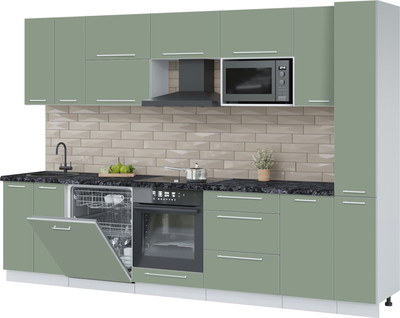 Кухонный гарнитур Interline Пластик 3.1-ПМ2 (полынь/полынь/кастилло темный)