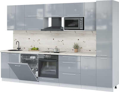 Кухонный гарнитур Interline Пластик 3.2-ПМ2  (туманный глянец/туманный глянец/бискайская сосна)