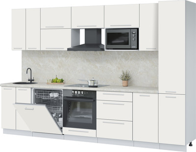 Кухонный гарнитур Interline Пластик 3.2-ПМ2  (зефирный/зефирный/опал светлый)