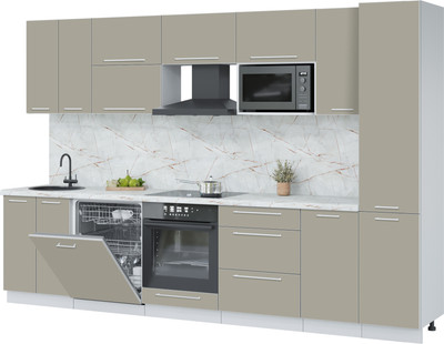Кухонный гарнитур Interline Пластик 3.2-ПМ2  (латте/латте/серый каспий)