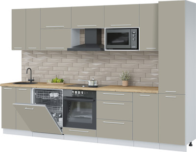 Кухонный гарнитур Interline Пластик 3.2-ПМ2  (латте/латте/дуб бунратти)