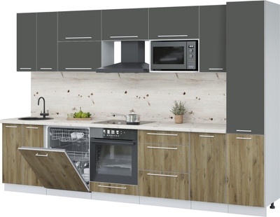 Кухонный гарнитур Interline Пластик 3.2-ПМ2  (дуб эпоксид/шторм/бискайская сосна)