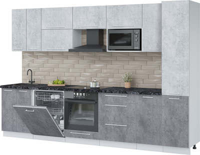 Кухонный гарнитур Interline Пластик 3.2-ПМ2  (оксид темный/оксид светлый/кастилло темный)