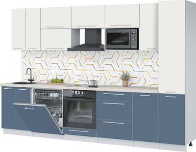 Кухонный гарнитур Interline Пластик 3.2-ПМ2  (арктический/зефирный/травертин серый)