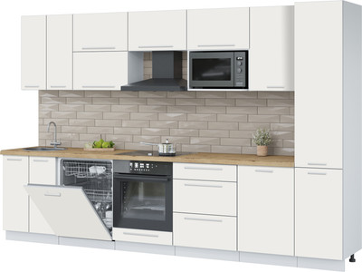 Кухонный гарнитур Interline Пластик 3.3-ПМ2  (зефирный/зефирный/дуб бунратти)