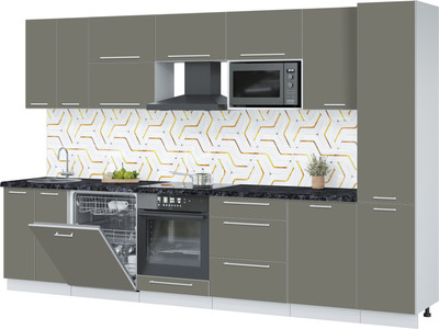 Кухонный гарнитур Interline Пластик 3.3-ПМ2  (кварцевый/кварцевый/кастилло темный)